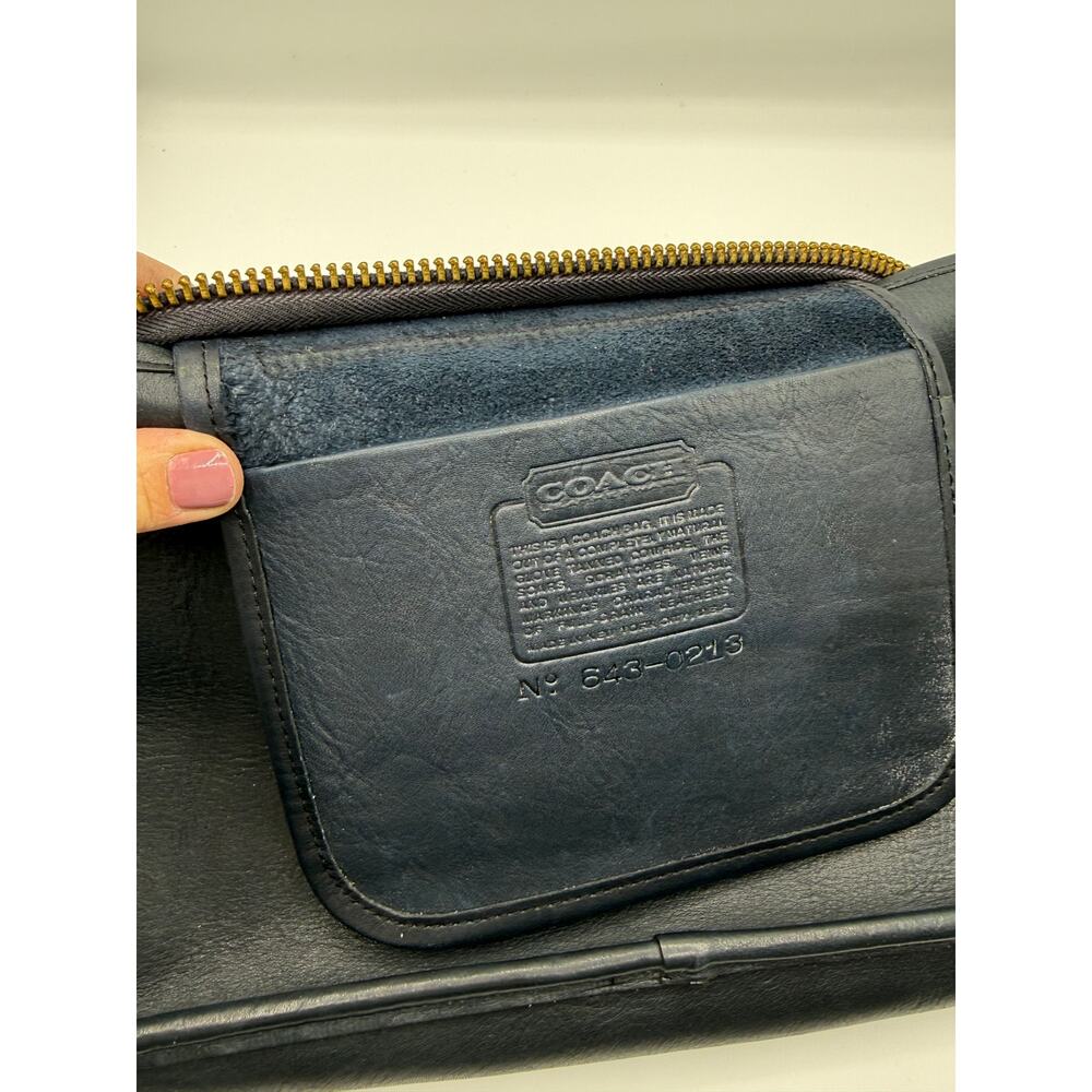 RARE NYC Vintage Coach Navy Slim Satchel Bonnie Cashin Era + Brass Tag - Picture 12 of 14